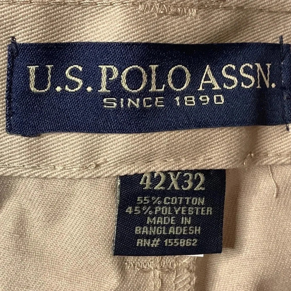 US POLO Straight Leg Pants Tan Khaki Twill Pants Straight Leg 42x32 New - Picture 7 of 9
